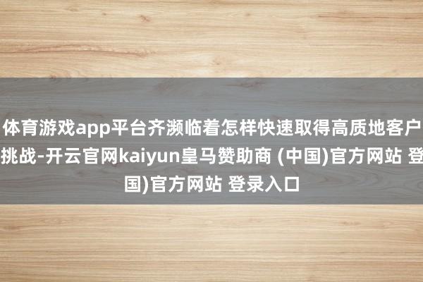体育游戏app平台齐濒临着怎样快速取得高质地客户的共同挑战-开云官网kaiyun皇马赞助商 (中国)官方网站 登录入口